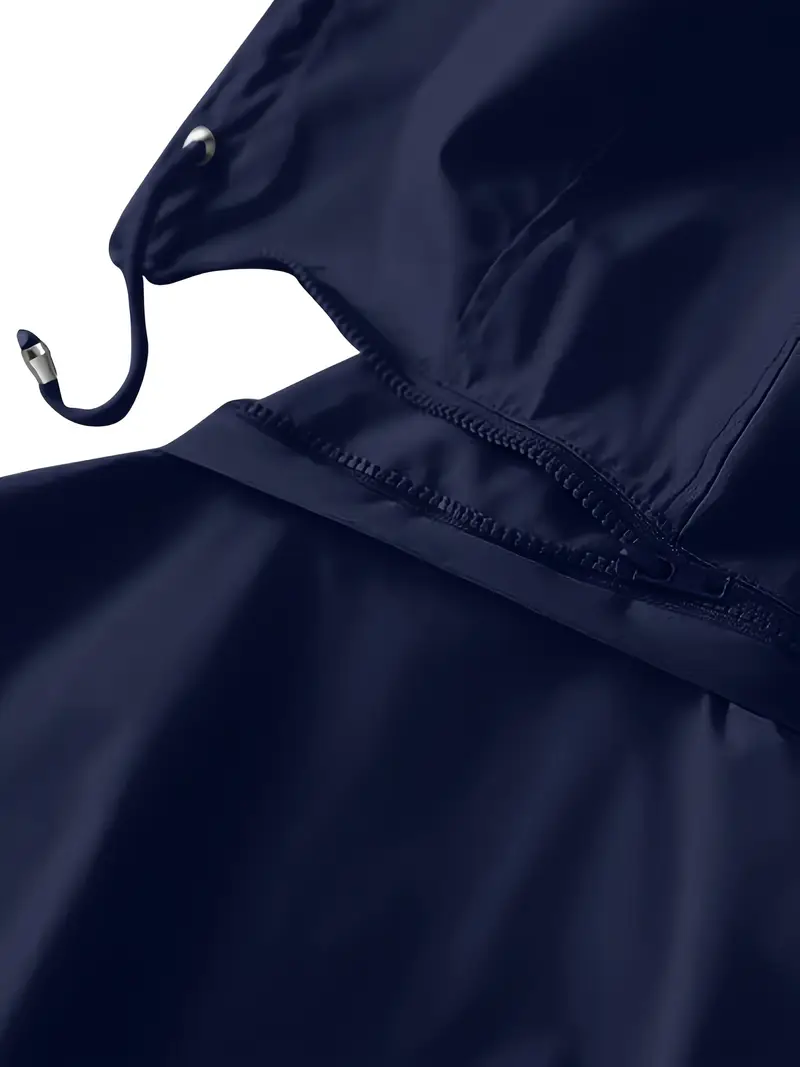 plus size womens plus size lightweight hooded windbreaker jacket casual zip up with adjustable waist long sleeves and pockets solid color for   outdoor spring jacket adjustable waist jacket durable fabric jacket details 2