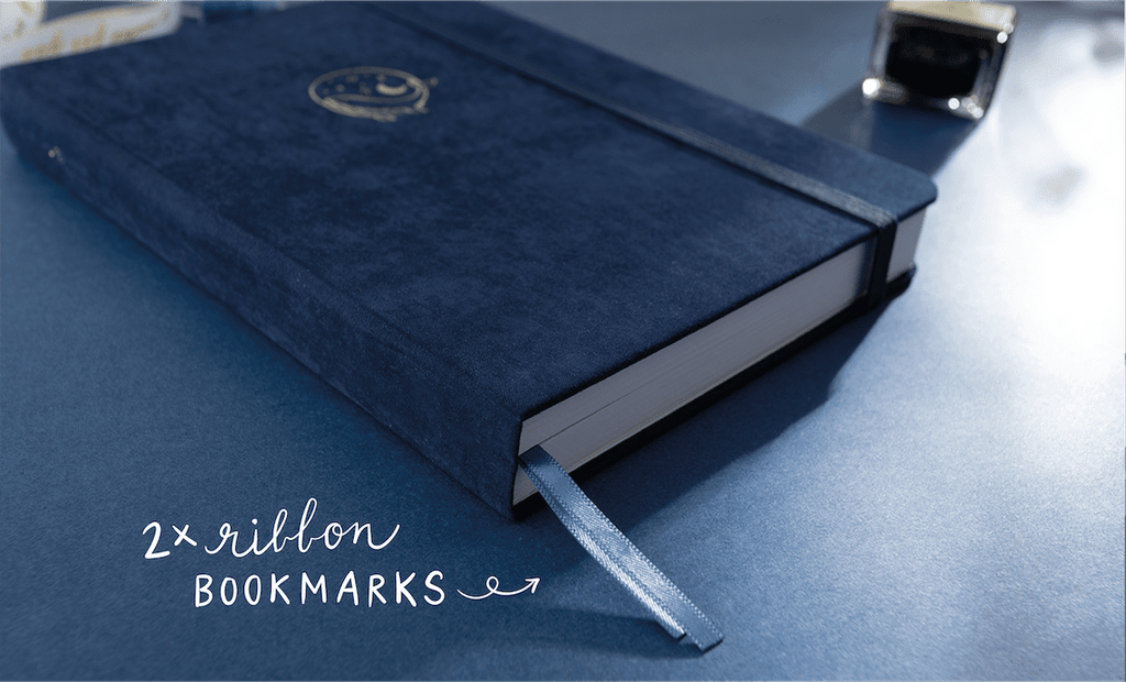 tsuki gentle giant whale notebook ribbon bookmarks