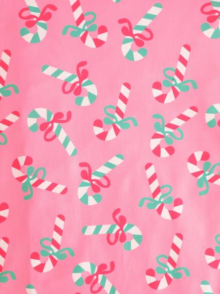 2 pieces of ladies' Christmas cane candy printed short sleeved shorts sleepwear set with buttons, collars, bows, suitable for comfortable and casual home wear in all seasons