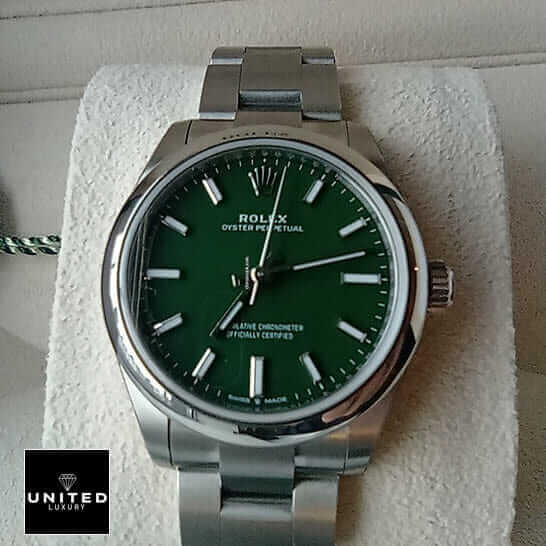 Rolex Perpetual 31 277200 Green Dial Replica in box