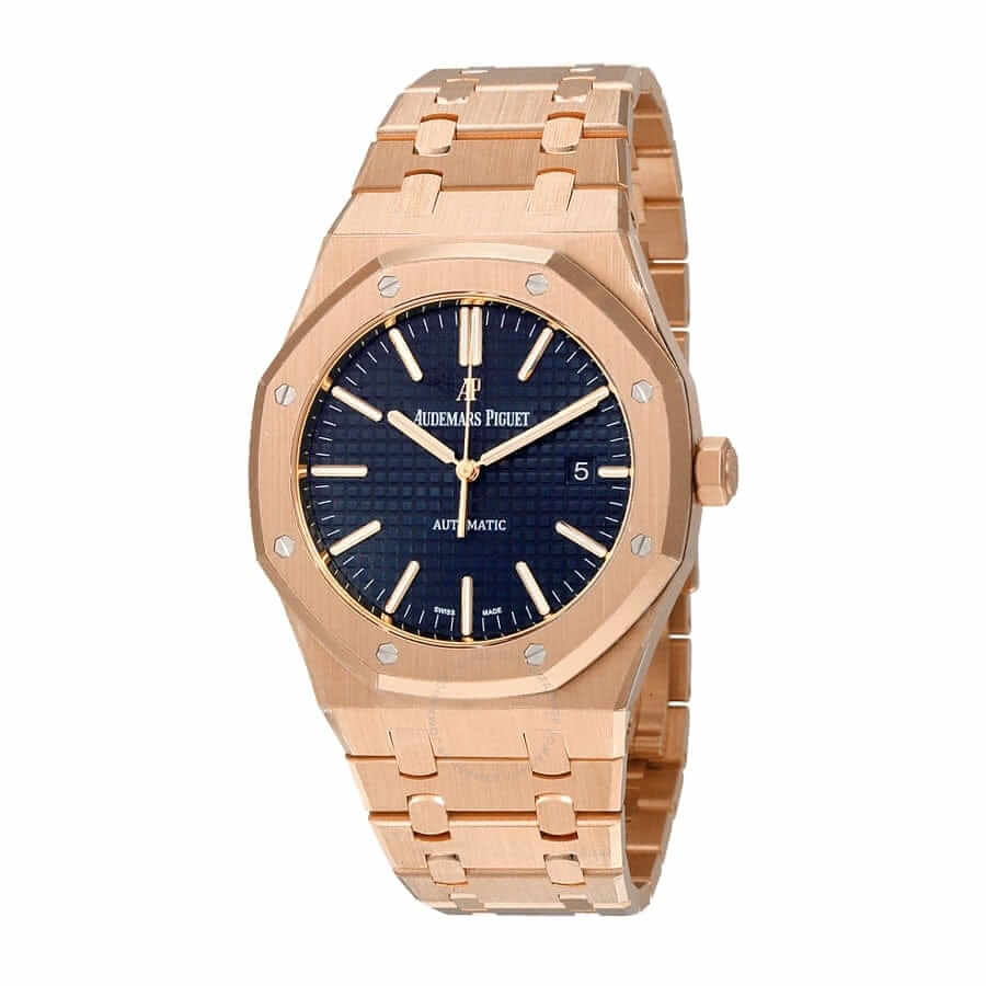 audemars piguet royal oak pink gold blue dial replica