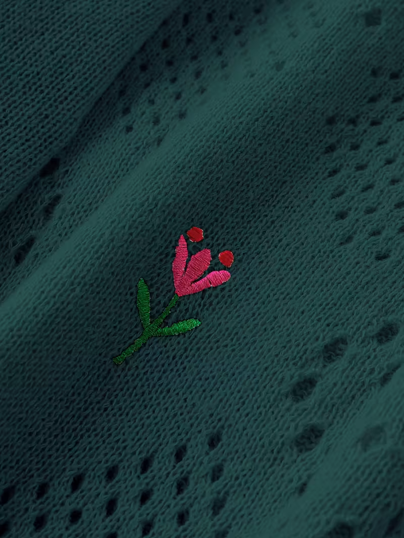 plus size floral embroidery sweater casual cut out long sleeve crew neck sweater for spring womens plus size clothing Product details 13