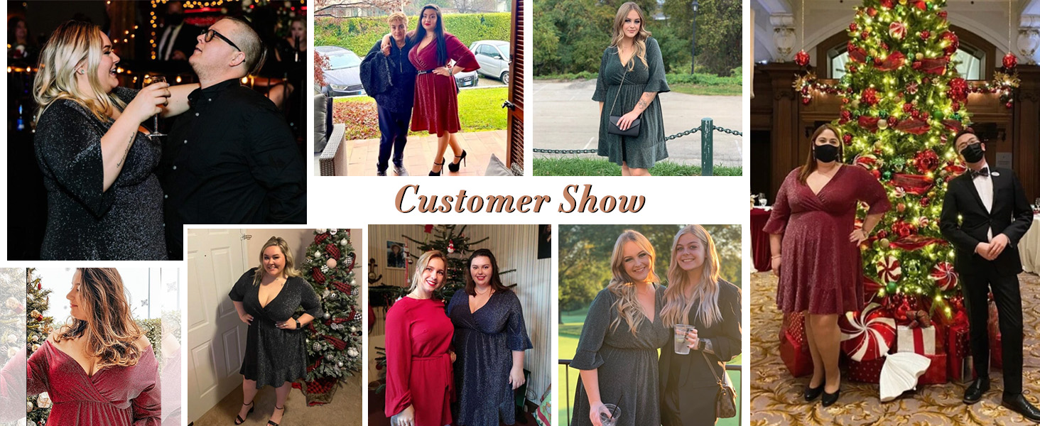 IN'VOLAND Plus Size Womens Glitter Dress