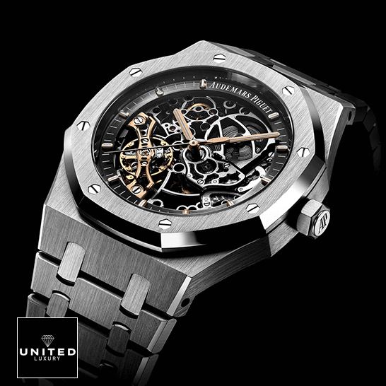 Audemars Piguet Royal Oak Steel Skeleton Dial Replica black background