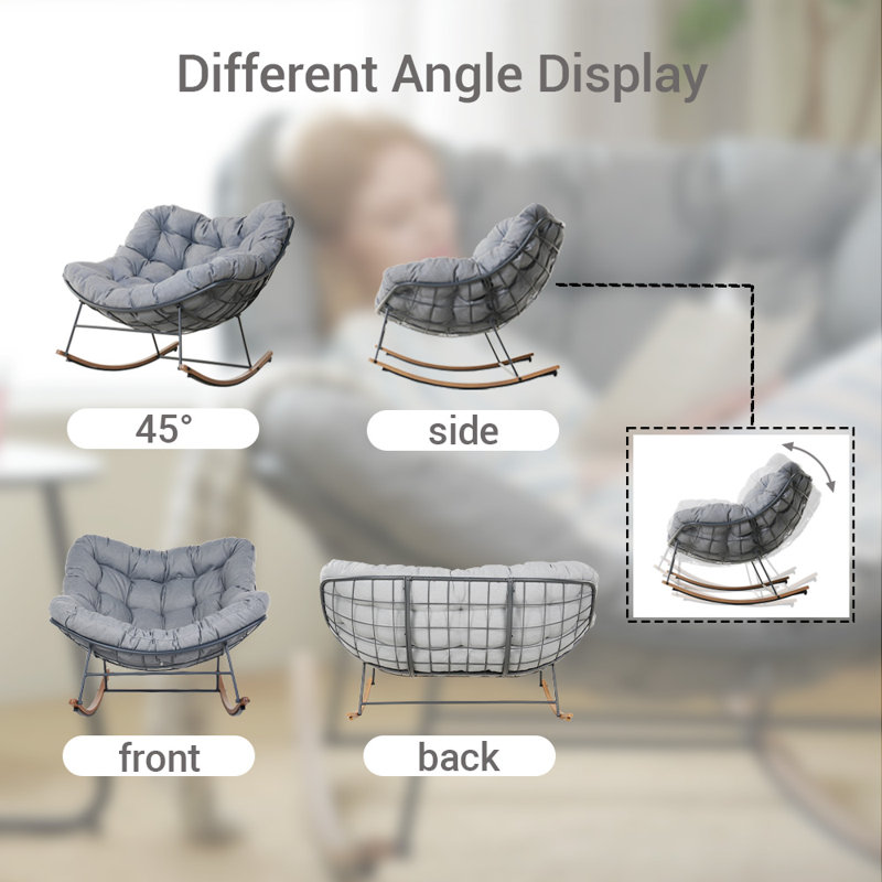 Arescart Rocker Chair with Cushion for Balcony Porch Patio