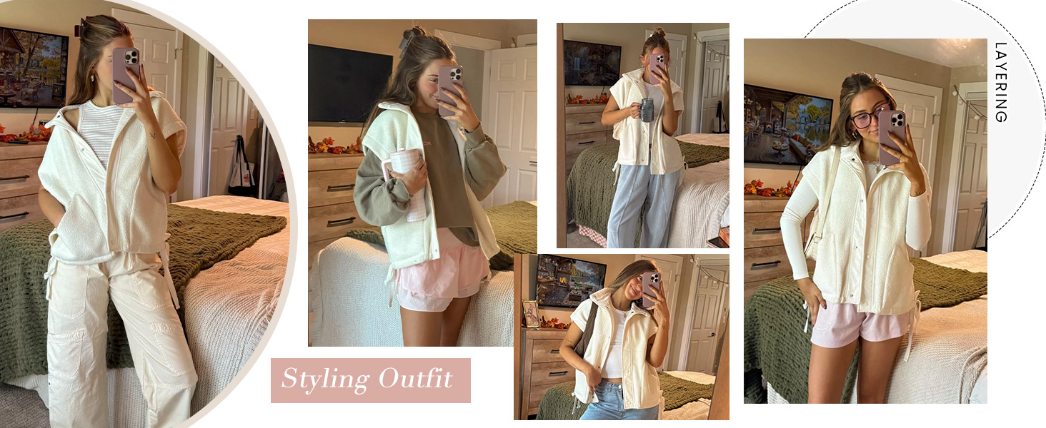 Sherpa Jacket for Women Casual Fleece Vest