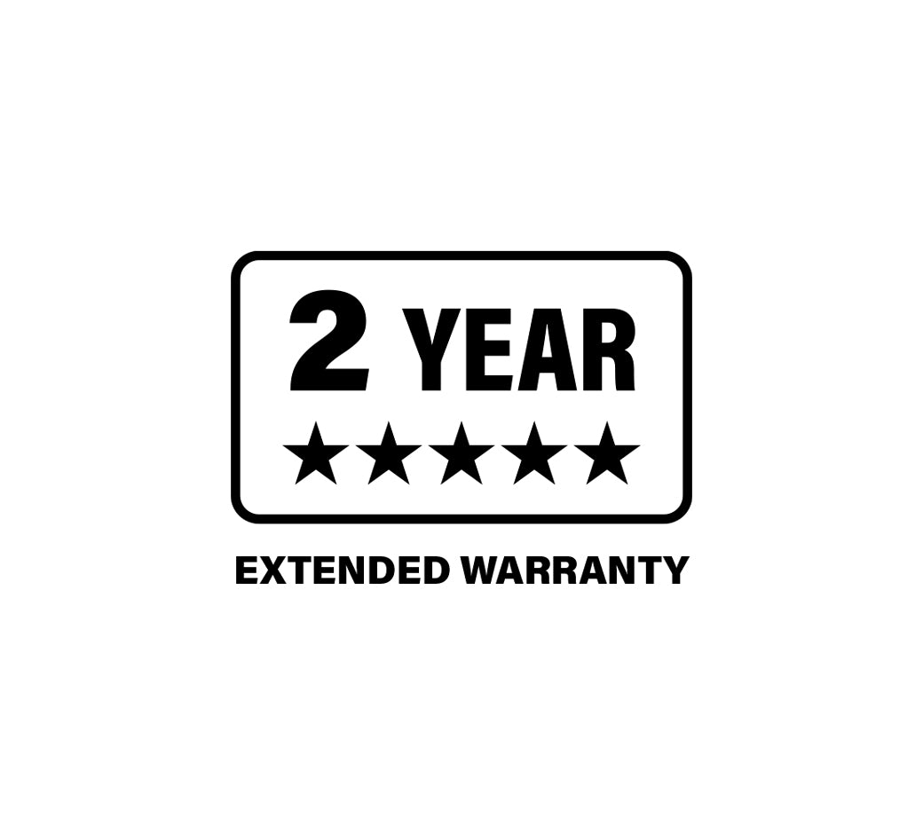 Icon signifying a 2-year extended warranty with five black stars.