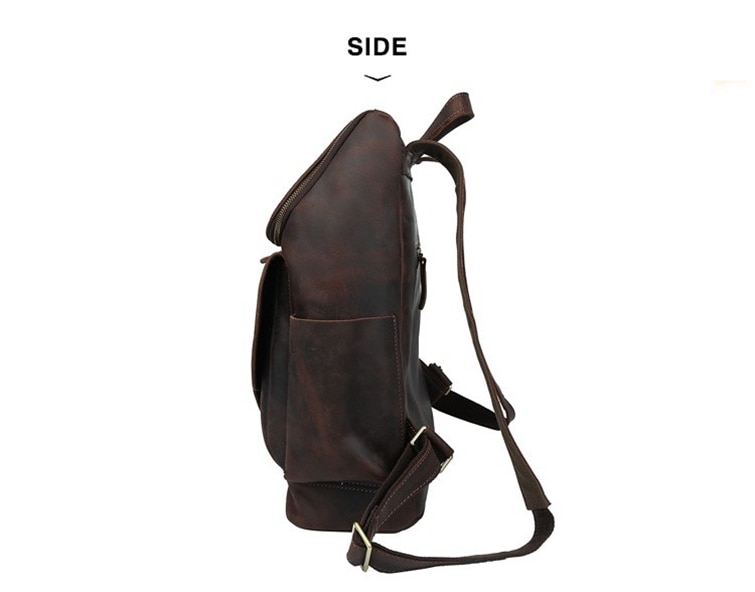 Side&nbsp;Display of Woosir Genuine Leather 15.6" Laptop Backpack