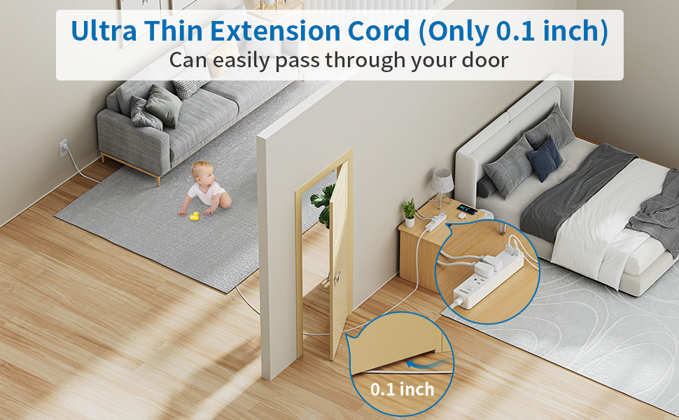 Ultra Thin Flat Extension Cord