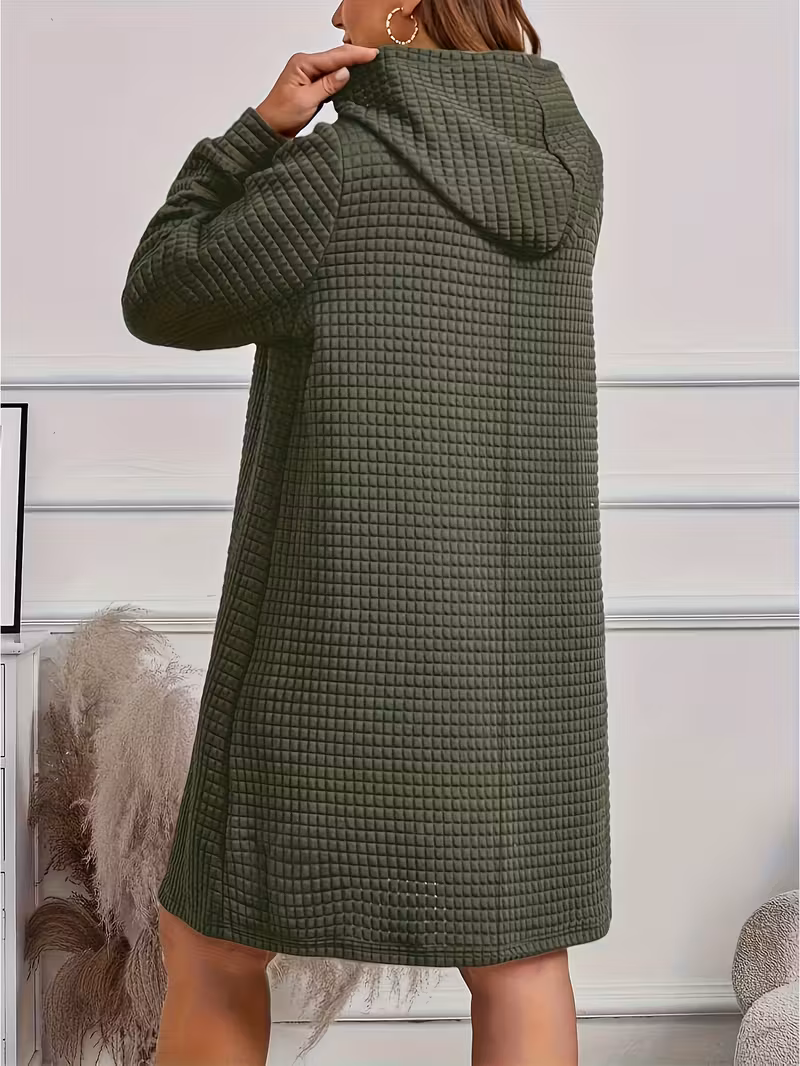 plus size,   solid color hooded long sleeve dress for plus size women Product details 7