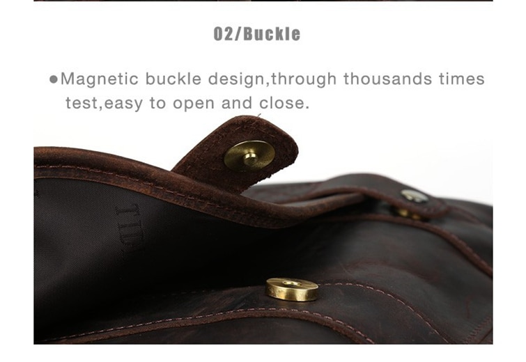 Buckle&nbsp;Display of Woosir Genuine Leather 15.6" Laptop Backpack