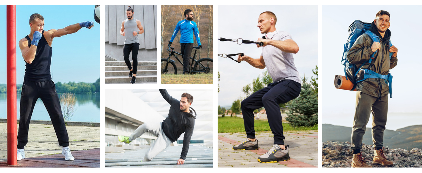 Mens Athletic Sweatpants with Zipper Pockets,Workout Gym Joggers Pants for Men