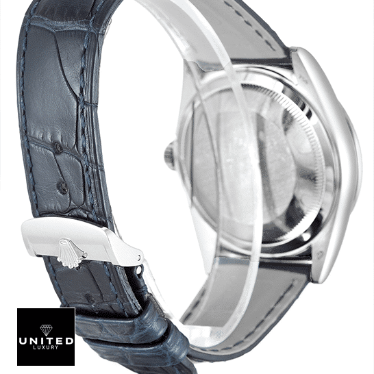 Rolex Day-Date 118139-0004 V5 Black Leather Bracelet Stainless Steel Clasp Replica