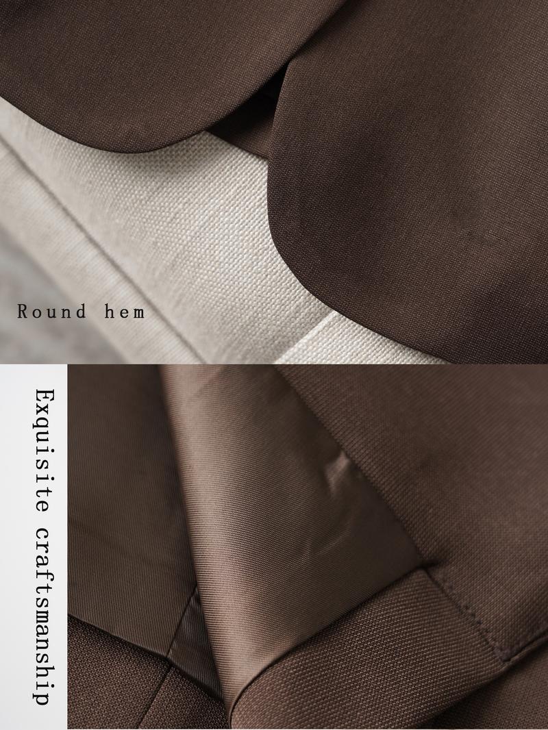 Elegant Women's Blazer Jacket, Fitted Woven Fabric, Long Sleeve Plain Design, Perfect for Office & Spring Autumn Wear