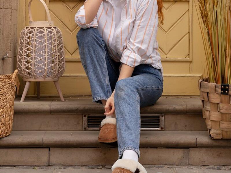 OOW Fuzzy House Slippers for Women with Memory Foam Comfy Bedroom Fluffy Western Cowgirl Boot Slippers Indoor Outdoor Square Toe