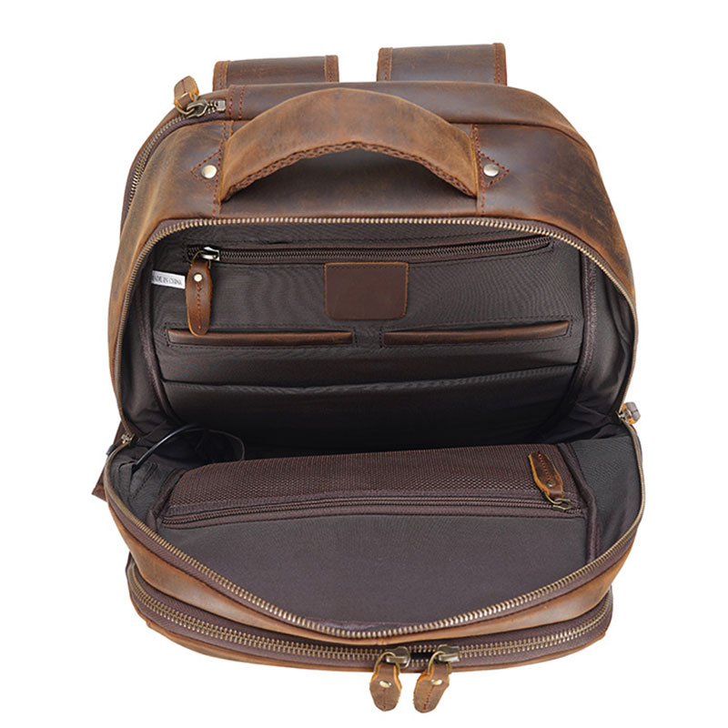 Pockets Show and Large Capacity of Leather Backpack