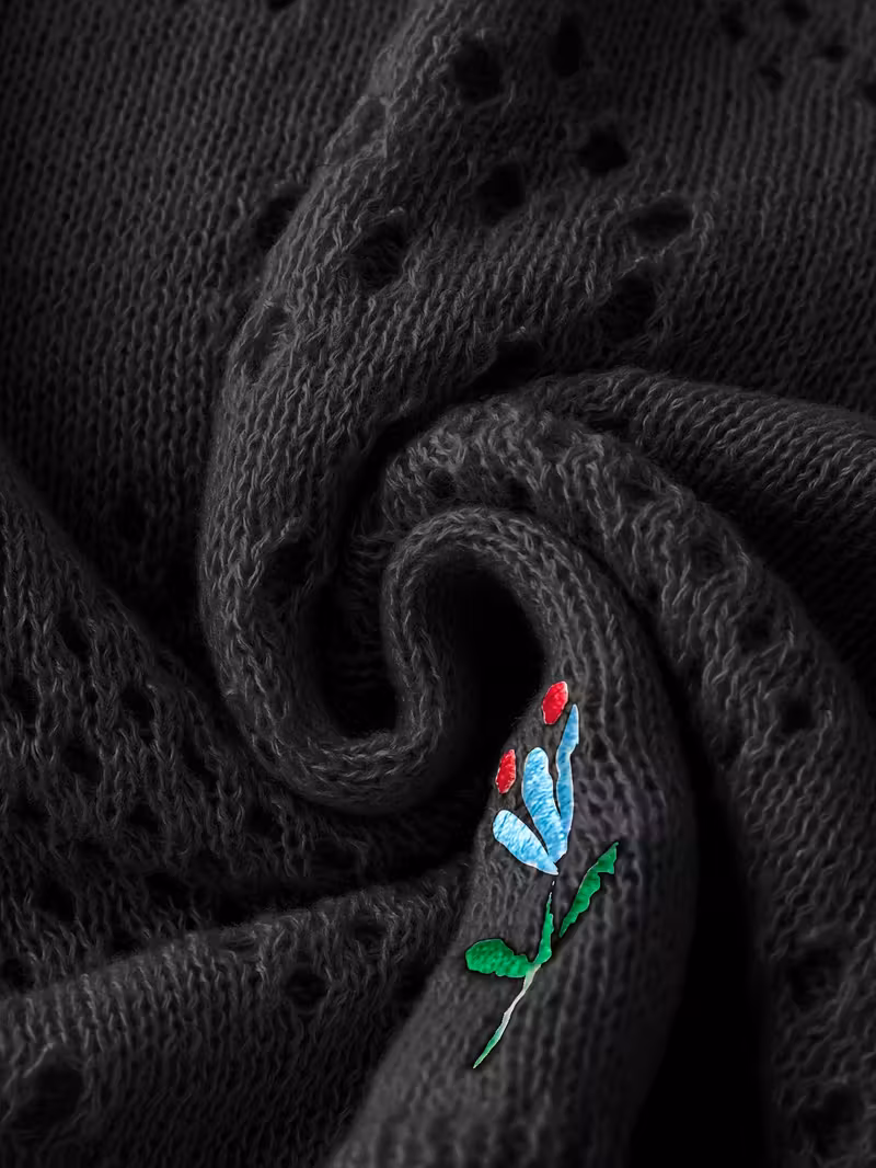 plus size floral embroidery sweater casual cut out long sleeve crew neck sweater for spring womens plus size clothing Product details 19