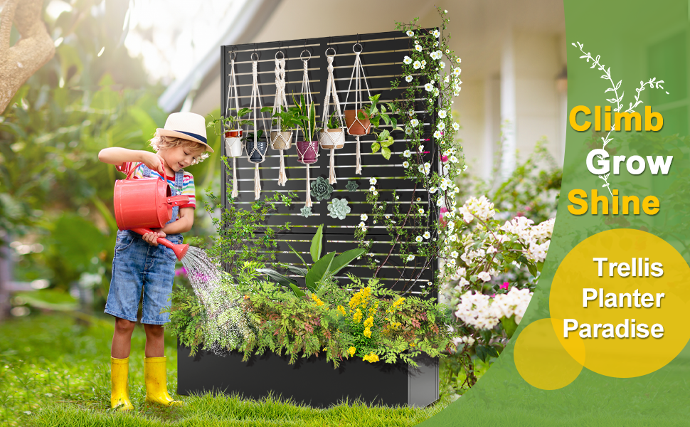 Metal Raised Garden Bed with Trellis