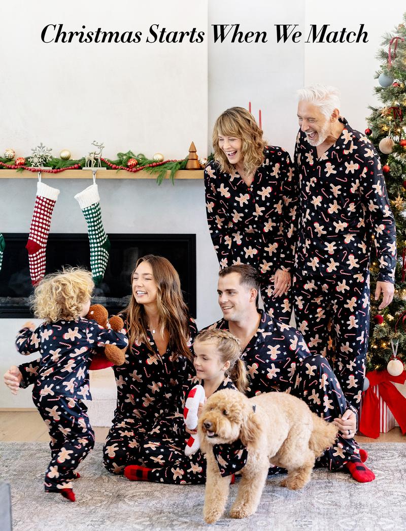 PatPat Christmas Pajamas Soft & Stretchy Family Matching  Long Sleeve Sets Gingerbread Patterned Sleepwear for Women Men Couples Adult Kids,Cute Pajama,Cozy Pajamas ,Flame Resistant,autumntok,wintertok,BFCM Early Bird