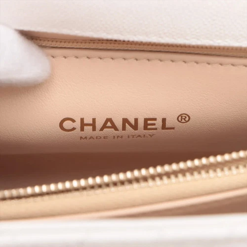 Chanel Coco handle 29 S Caviar Skin 2 Way Handbag White Gold Metal Fittings rand - Picture 15 of 17