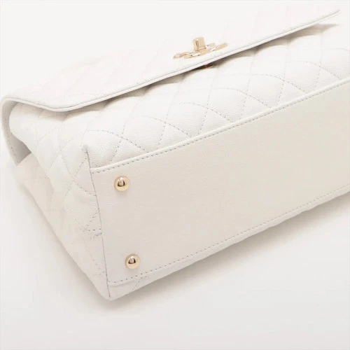 Chanel Coco handle 29 S Caviar Skin 2 Way Handbag White Gold Metal Fittings rand - Picture 4 of 17