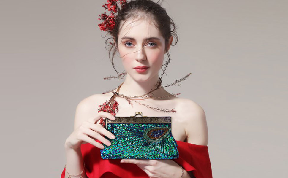 ＵＢＯＲＳＥ　ｗｏｍｅｎ　ｃｌｕｔｃｈ　ｂｅａｄｅｄ　ｐｅａｃｏｃｋ　ｂａｇ