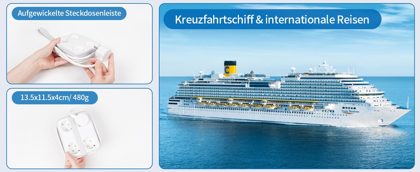 4 Fach Steckdosenleiste USB C Mehrfachsteckdose USB