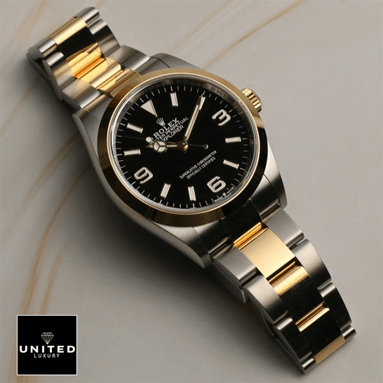 Rolex 2021 Explorer 124273 Two Tone Oyster Bracelet Black Dial Replica