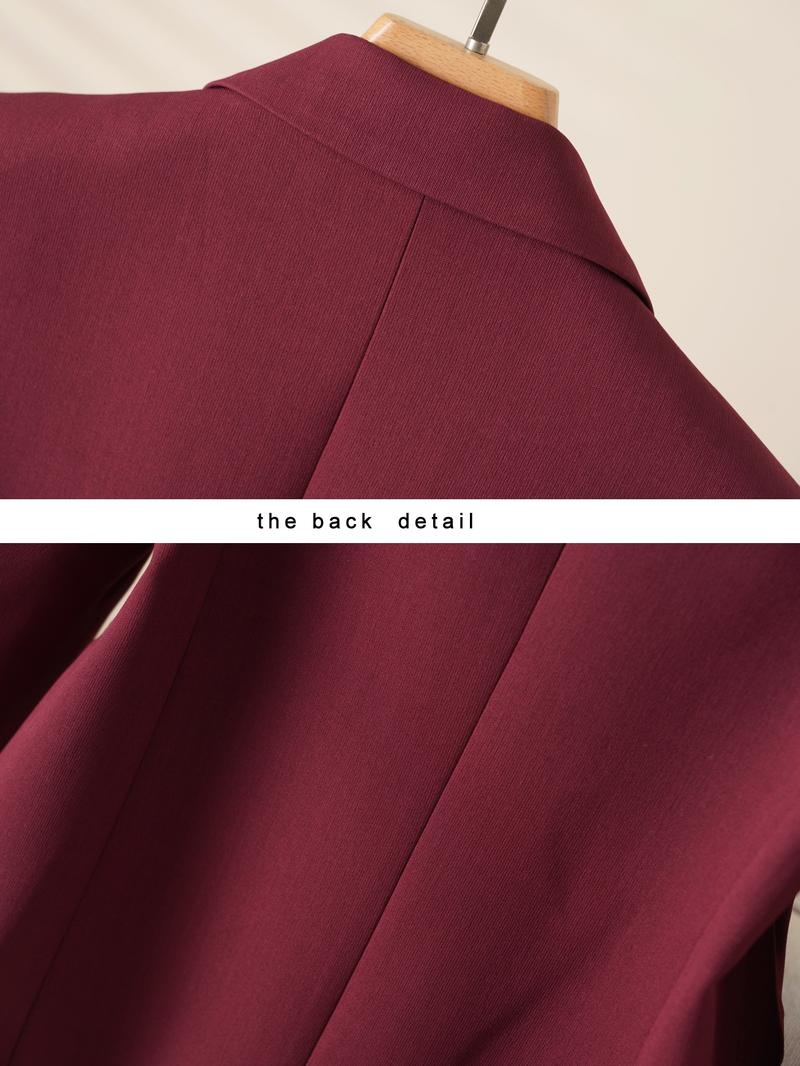 Elegant Women's Blazer Jacket, Fitted Woven Fabric, Long Sleeve Plain Design, Perfect for Office & Spring Autumn Wear