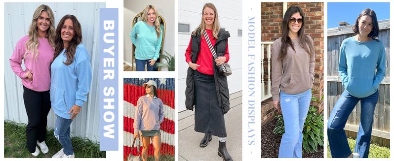 AUSELILY Women's Crewneck Hoodless Sweatshirt With Kangaroo Pocket Fleece Longsleeve Oversized Casual Style Shirt Lightweight Pullover