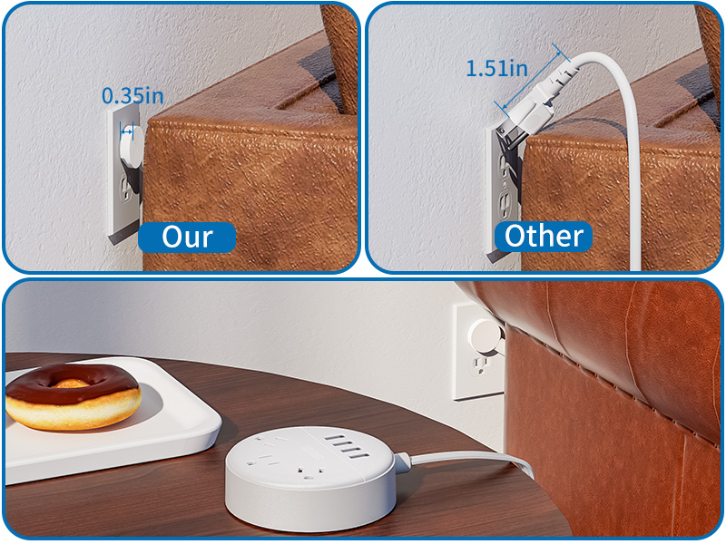 flat extension cord ft multiple outlets usb ports extender power strip flat plug c under carpet