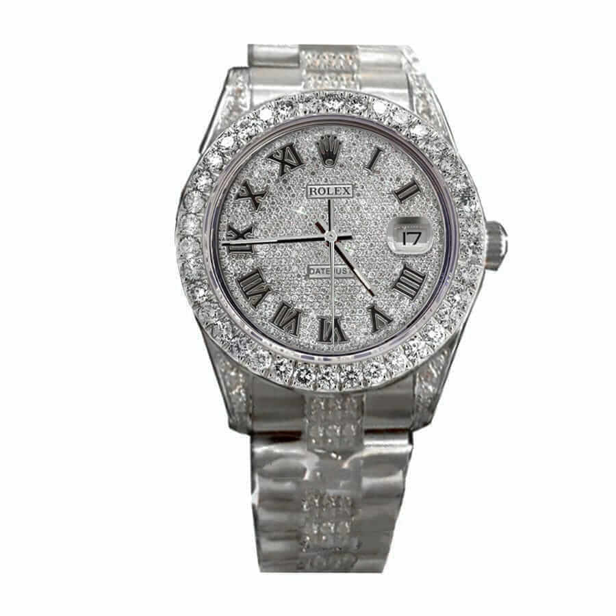 rolex datejust whitegold diamond dial iced out 116623 replica
