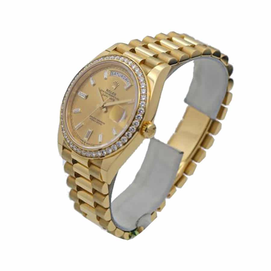 rolex day date 228348rbr kw yellow gold diamonds champagne dial1