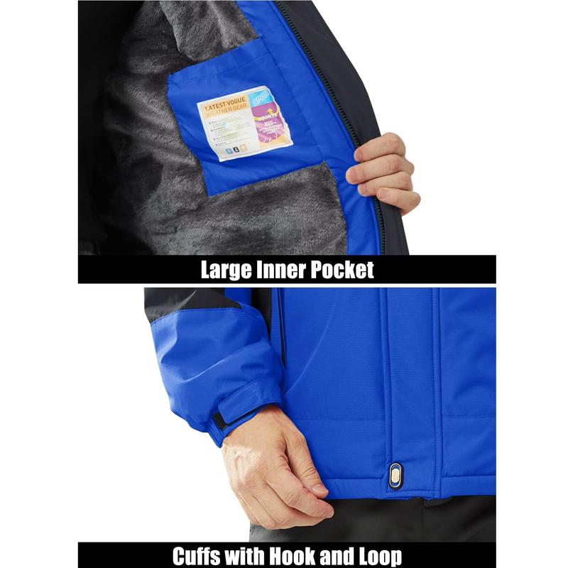 MAGCOMSEN Men's Winter Coats Water Resistant Ski Snow Jacket Warm Fleece Parka Raincoats with Multi-Pockets