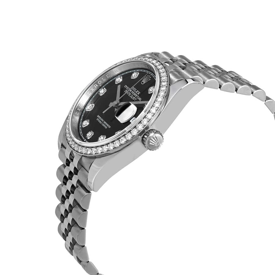 rolex datejust 116234 steel automatic black diamond dial jubilee replica
