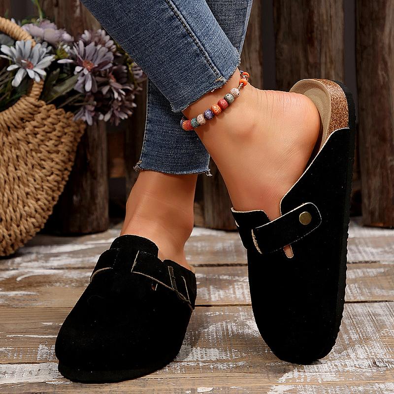 Women's Suede Clogs Leather Mules Cork Footbed Sandals Potato Shoes with Non-Slip Design