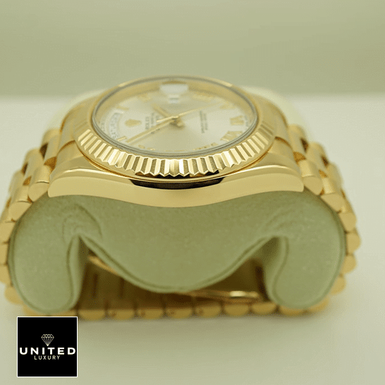 Rolex Day-Date II Collection Gold Silver 218238 Replica Left Side
