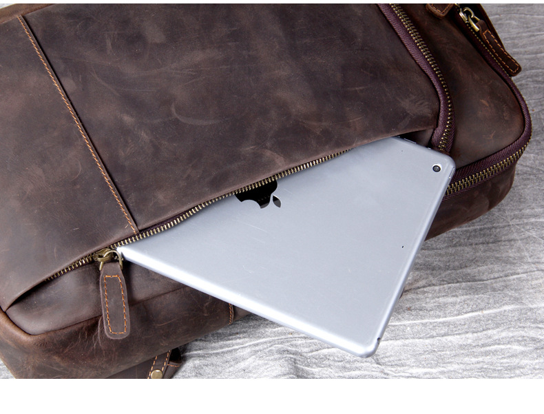 Front Pocket Show of Woosir Men's Real Leather Backpack