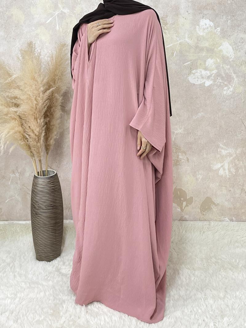 【Plus Size】 Women's Solid Color Abaya, Modest Round Neck Long Sleeve Dress for Daily Wear, Ladies Islamic Clothing for All Seasons
