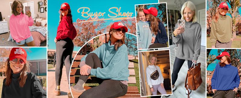 FISOEW Women's Oversized Turtleneck Sweatshirt Long Sleeve Pullover Casual Tops Womenswear Hoodie FallFreshness TikTokShopBlackFriday TikTokShopCyberMonday