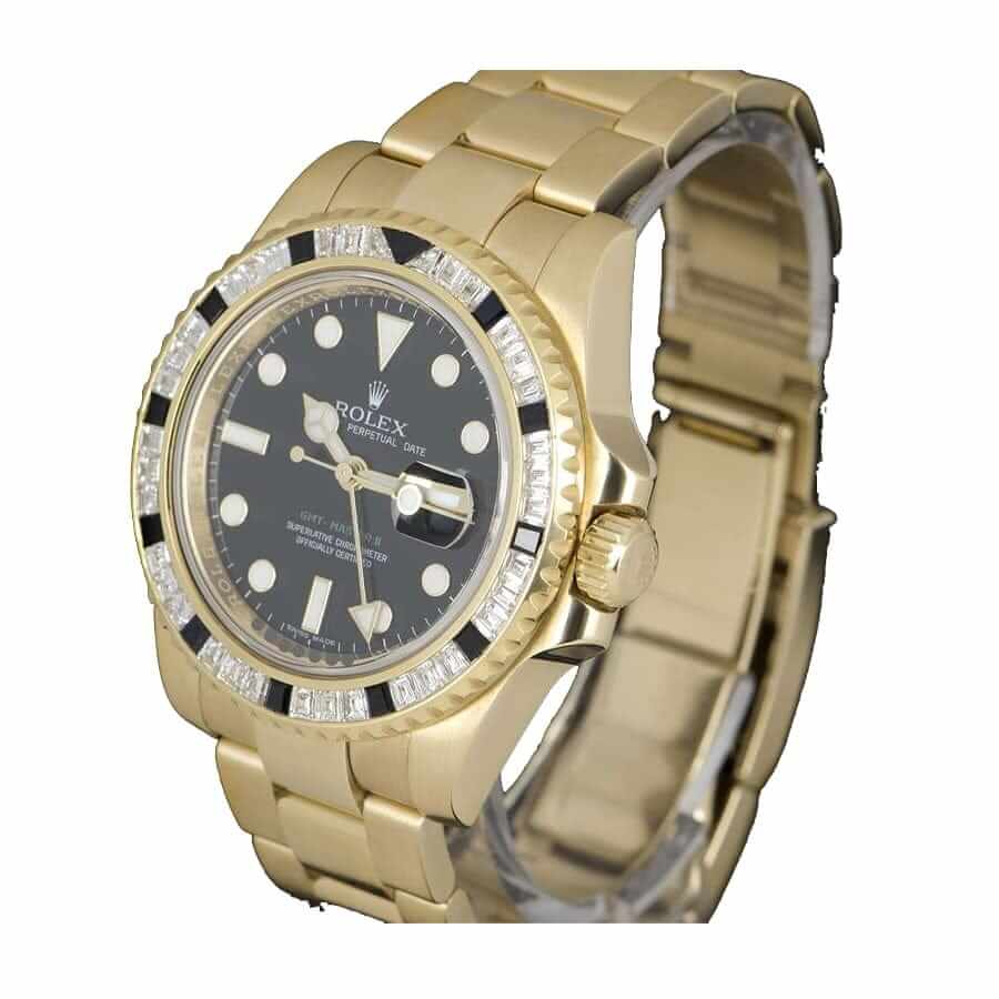 rolex gmt master ii 116748sanr yellow gold automatic black dial replica