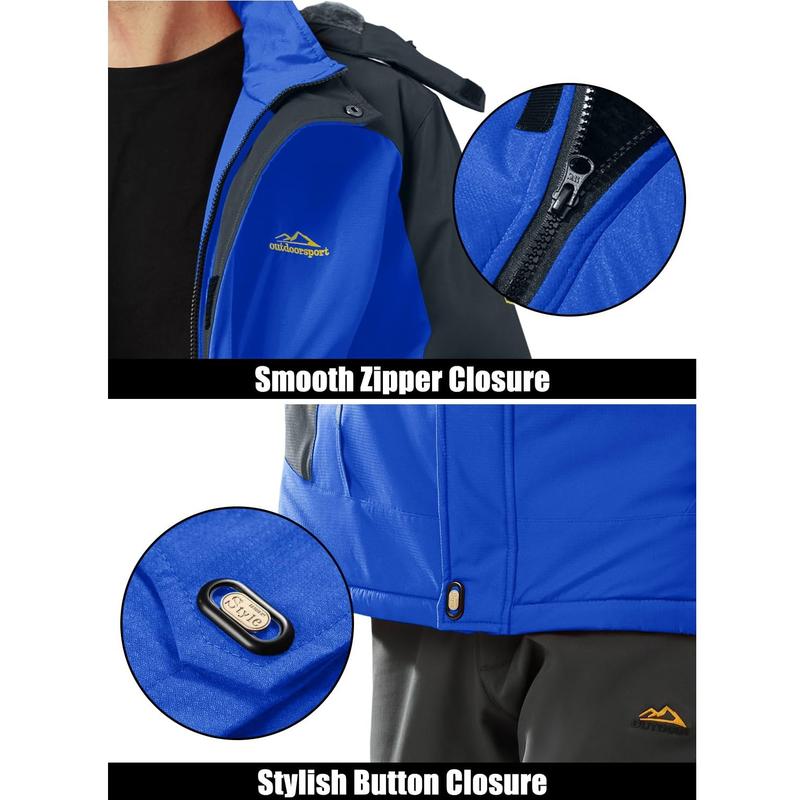 MAGCOMSEN Men's Winter Coats Water Resistant Ski Snow Jacket Warm Fleece Parka Raincoats with Multi-Pockets