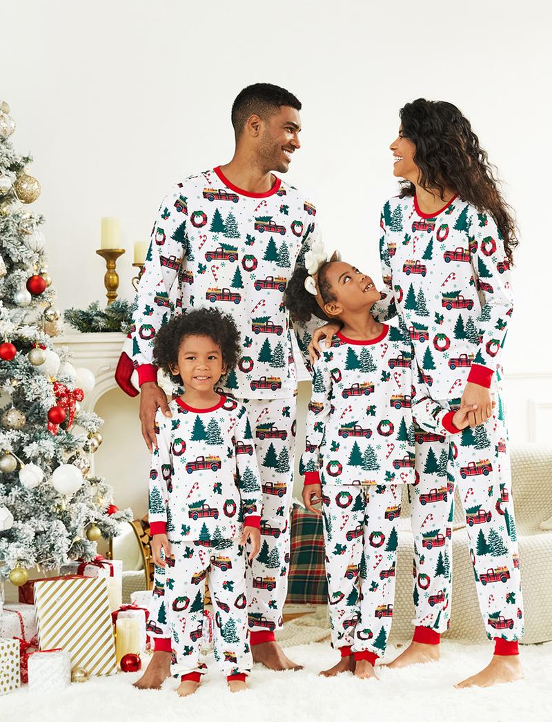 PatPat Christmas Pajamas Soft & Stretchy Family Matching  Long Sleeve Sets Christmas Cars Patterned Sleepwear for Women Men Couples Adult Kids,Cute Pajama,Cozy Pajamas ,Flame Resistant,autumntok,wintertok,BFCM Early Bird