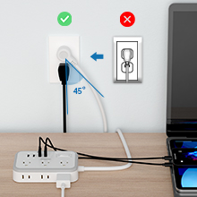 Desktop Power Strip with USB Ports Right Angle Flat Plug Power Strip