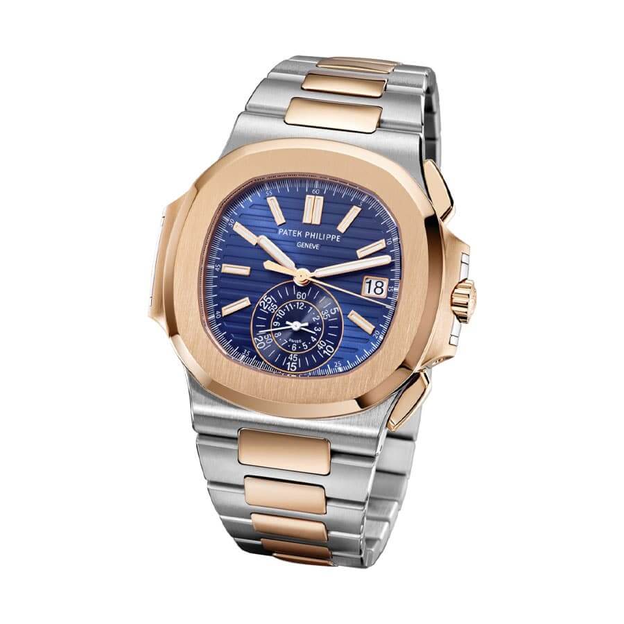 patek philippe nautilus chronograph 5980 1ar steel and rose gold blue dial 2