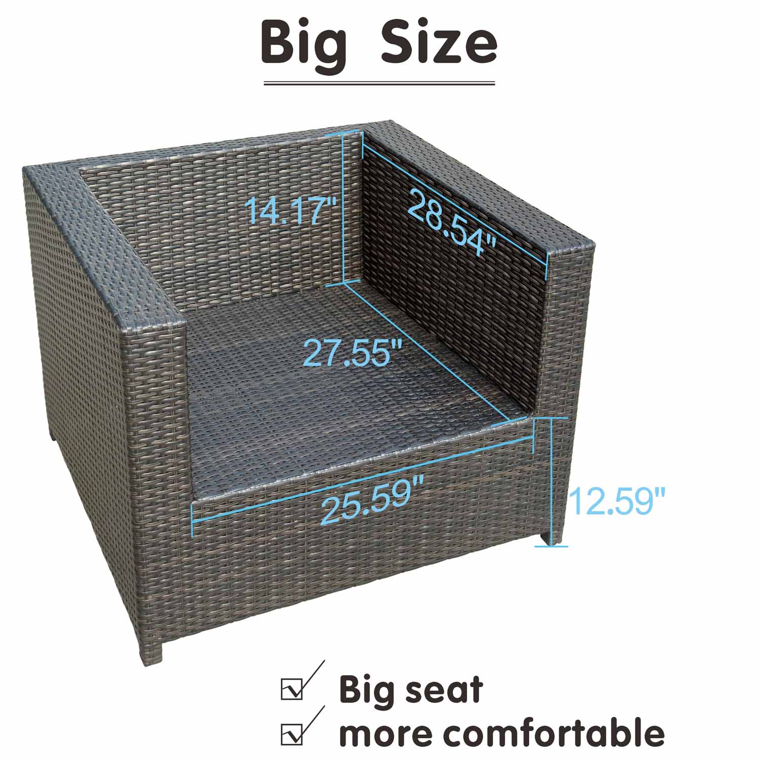 Ovios Patio Backyard outdoor PE rattan wicker sofa couch